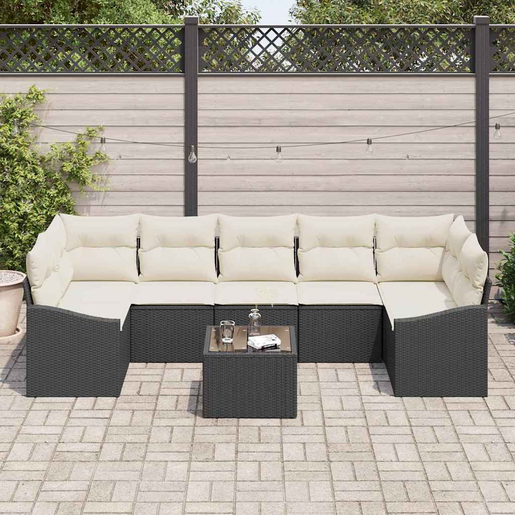 Set Divano da Giardino 8 pcs Nero e Crema 55 x 55 x 37 cm - immagine 3