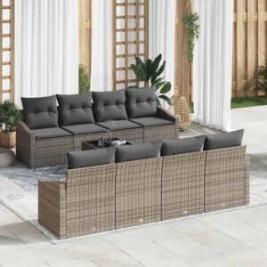 Set di divani con cuscino 7 pcs Grigio polyrattan