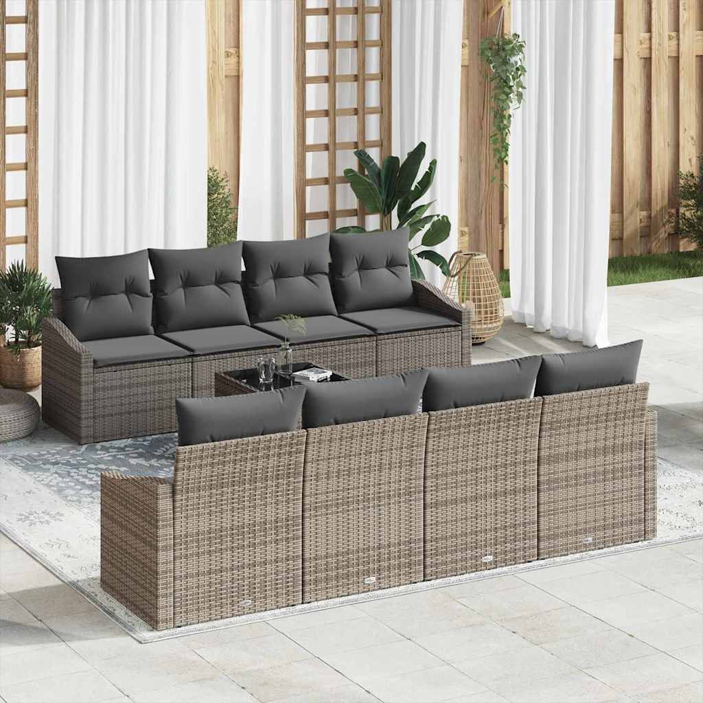 Set di divani con cuscino 7 pcs Grigio polyrattan