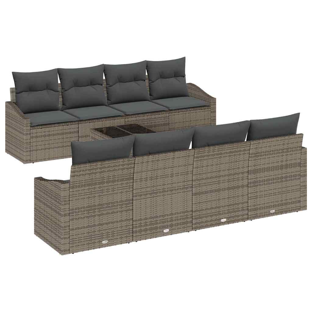 Set di divani con cuscino 7 pcs Grigio polyrattan - immagine 2