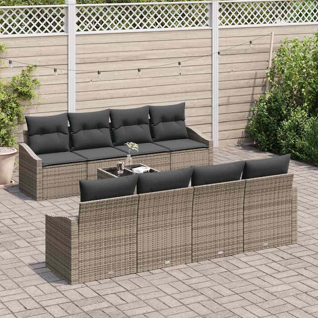 Set di divani con cuscino 7 pcs Grigio polyrattan - immagine 3