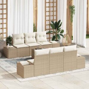Set Divano da Giardino 8 pcs Beige e Crema polyrattan