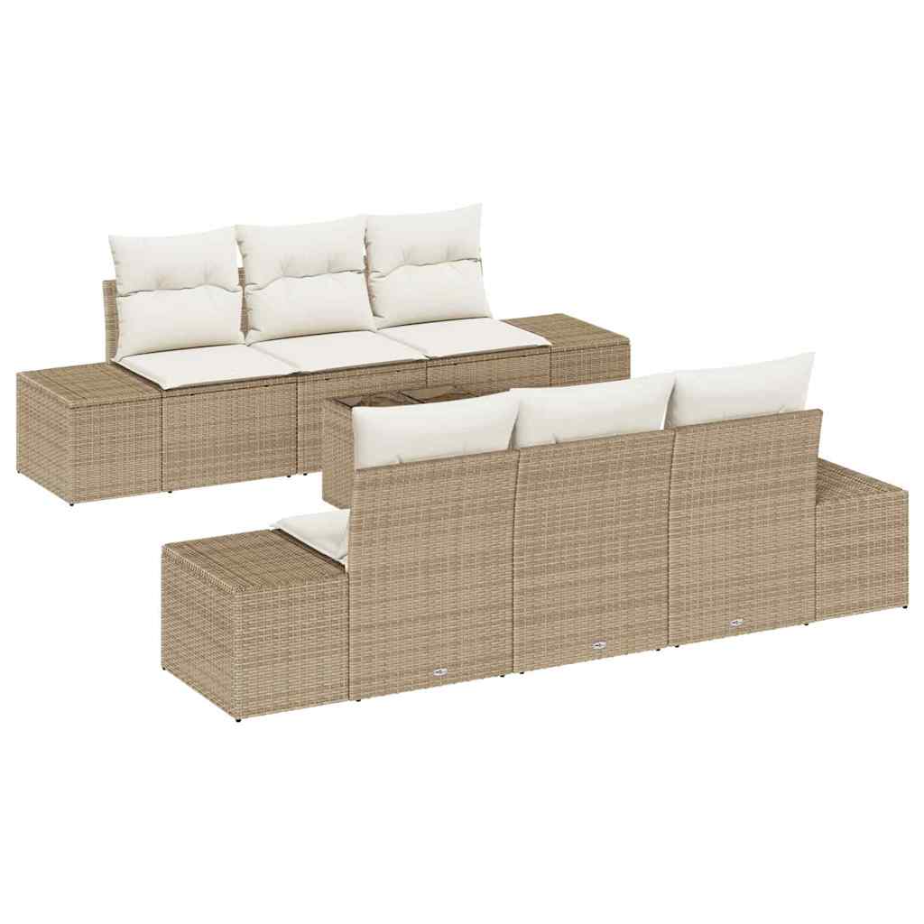Set Divano da Giardino 8 pcs Beige e Crema polyrattan - immagine 2
