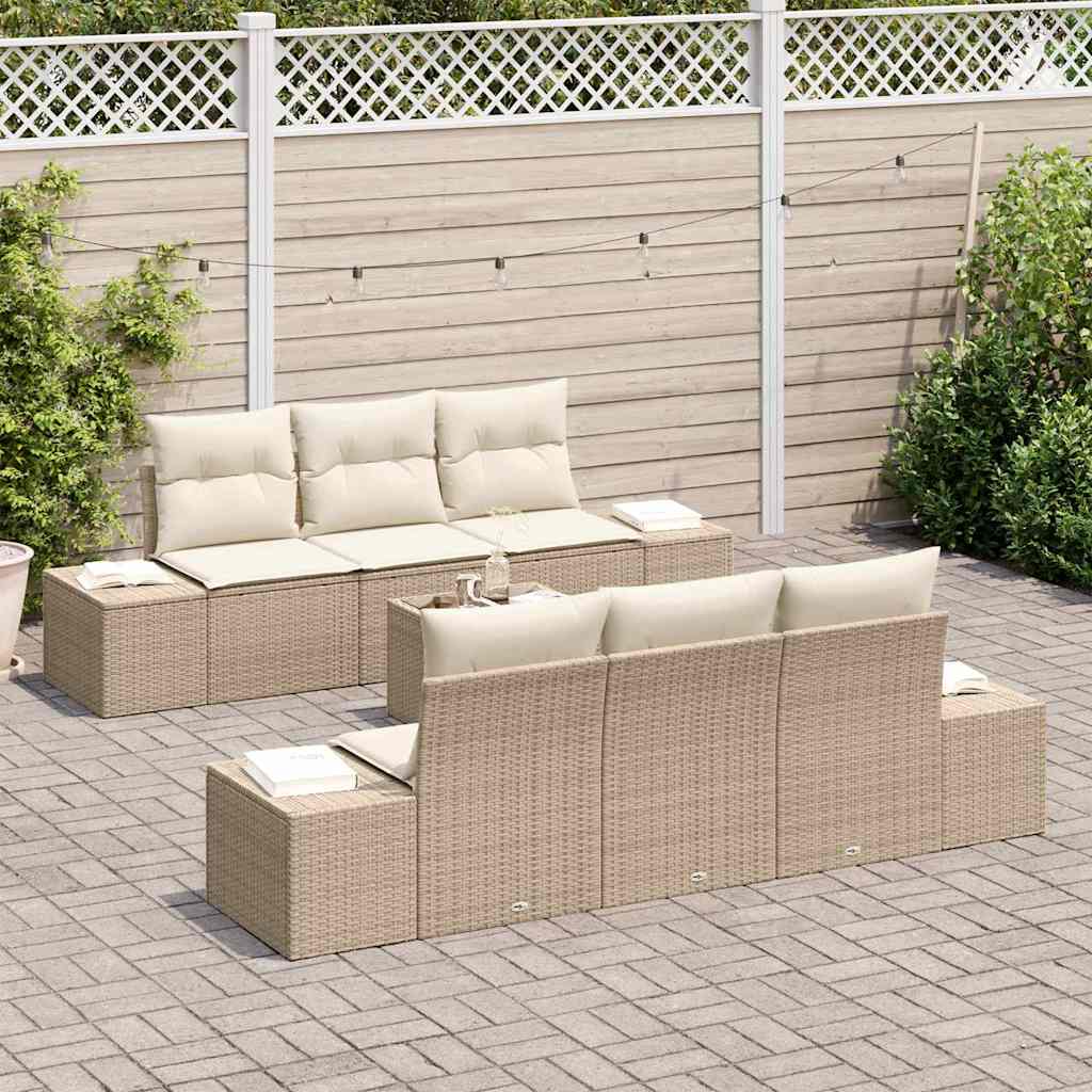 Set Divano da Giardino 8 pcs Beige e Crema polyrattan - immagine 3