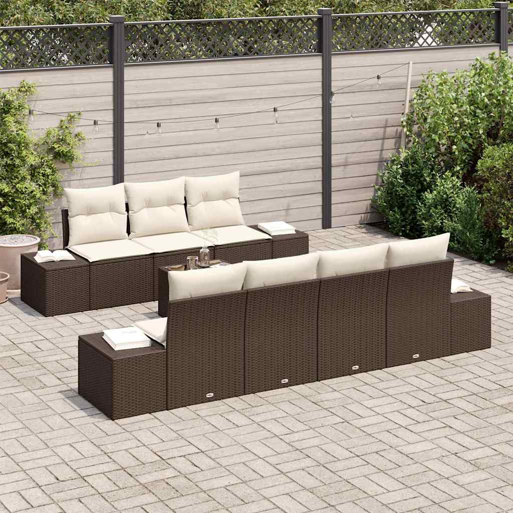 Set Divano da Giardino 8 pcs Beige e Crema 55 x 55 x 37 cm - immagine 3