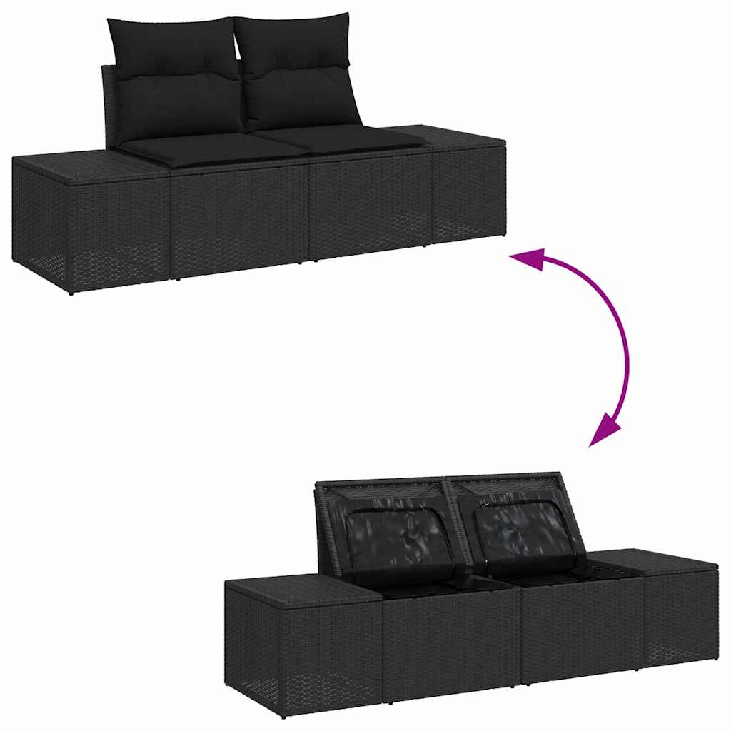 Set Divano da Giardino con cuscino 8 pcs Nero polyrattan - immagine 9