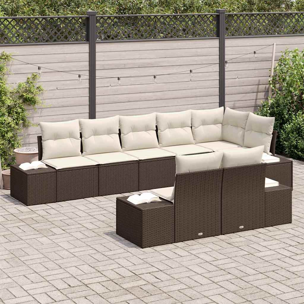 Set Divano da Giardino 8 pcs Marrone e crema 319 x 154 x 85 cm - immagine 3