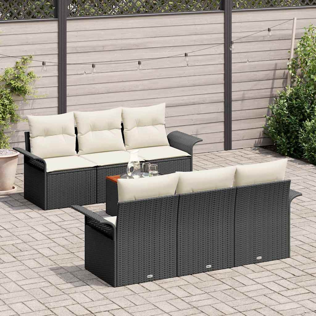 Set Divano da Giardino 7 pcs Nero e Crema 55 x 55 x 37 cm - immagine 3