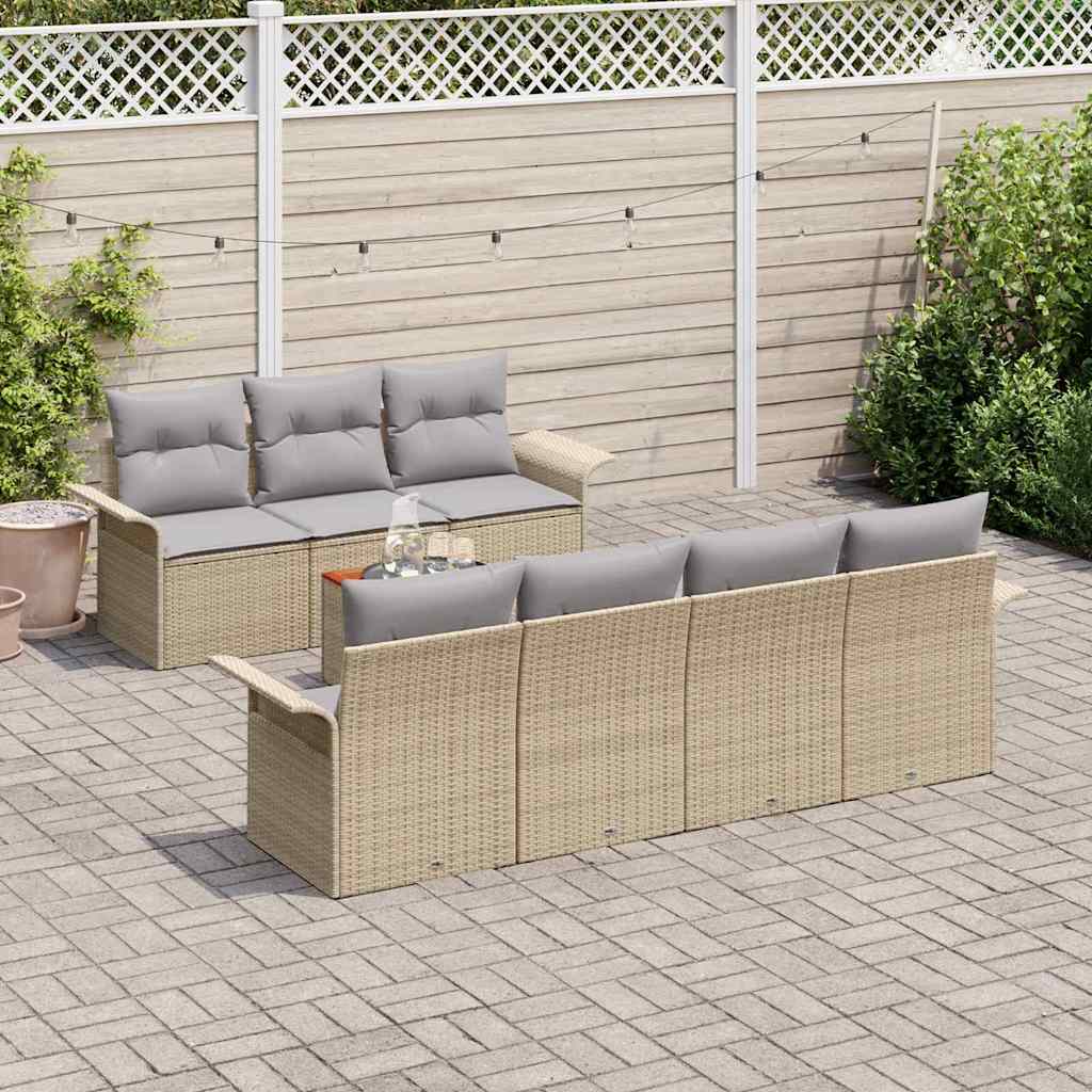 Set Divano da Giardino con cuscino 8 pcs Beige e Grigio Chiaro - immagine 3
