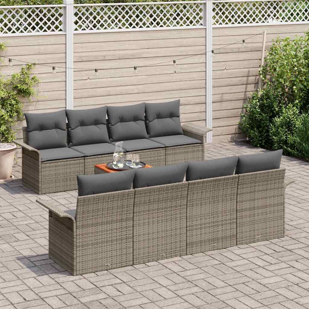 Set Divano da Giardino con cuscino con cuscino 7 pcs Grigio - immagine 3