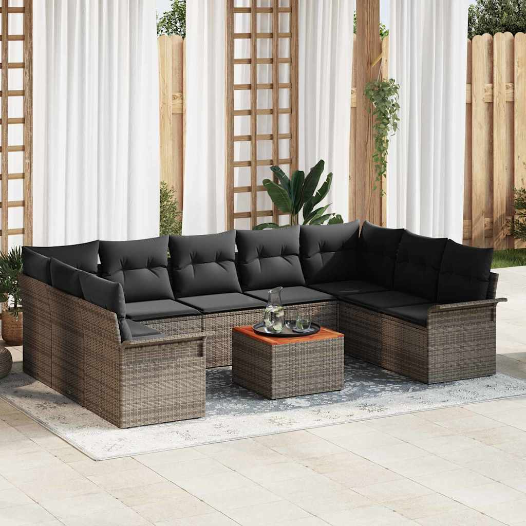 Set Divano da Giardino 10 pcs Grigio 55 x 55 x 37 cm