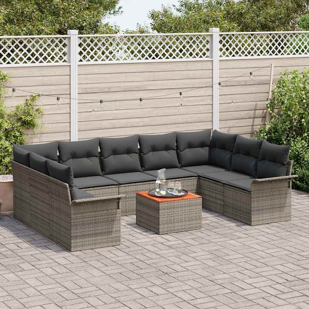 Set Divano da Giardino 10 pcs Grigio 55 x 55 x 37 cm - immagine 3