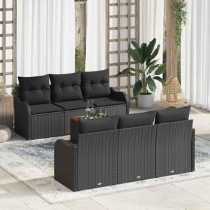 Set Divano da Giardino 7 pcs Nero