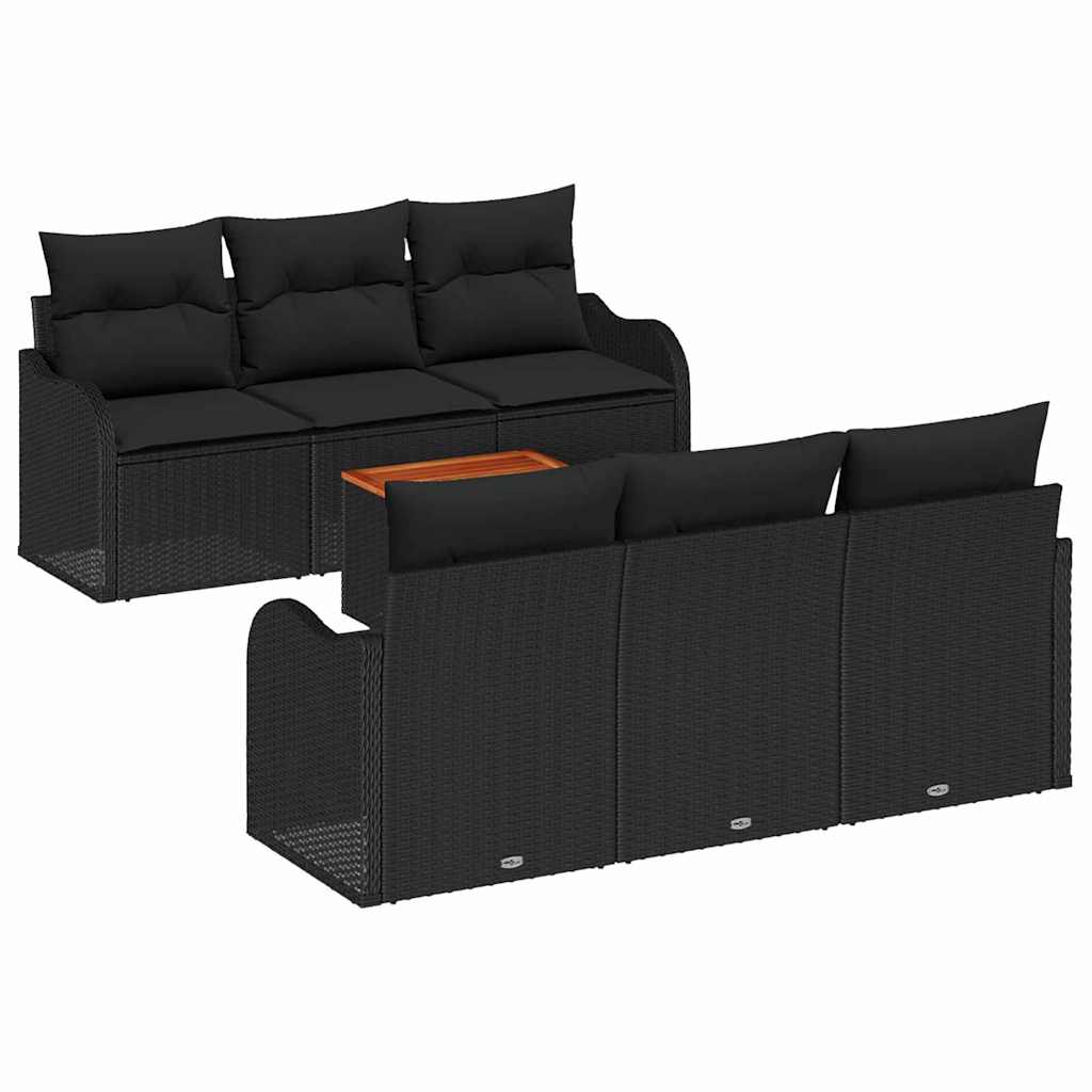 Set Divano da Giardino 7 pcs Nero - immagine 2