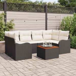 Set Divano da Giardino 7 pcs Nero e bianco