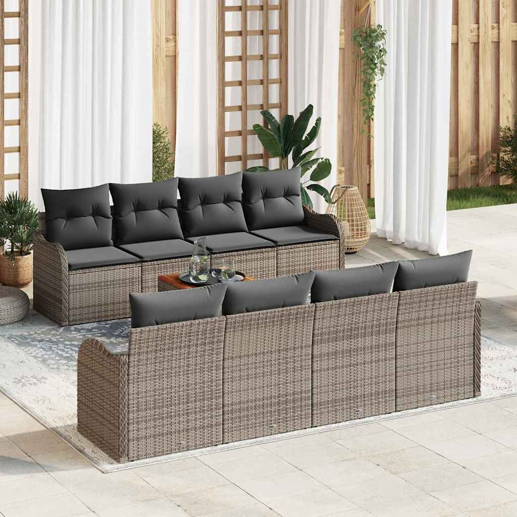 Set Divano da Giardino 9 pcs Grigio