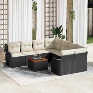 Set Divano da Giardino 9 pcs Nero e bianco