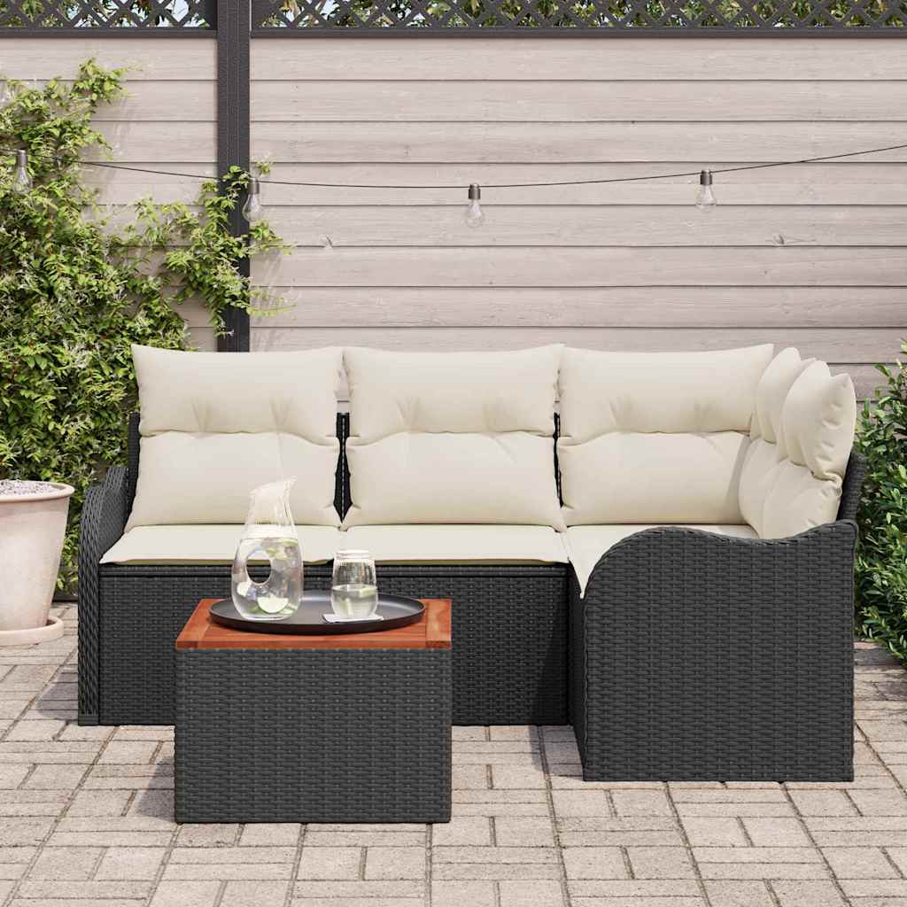 Set Divano da Giardino 5 pcs Nero e bianco - immagine 3