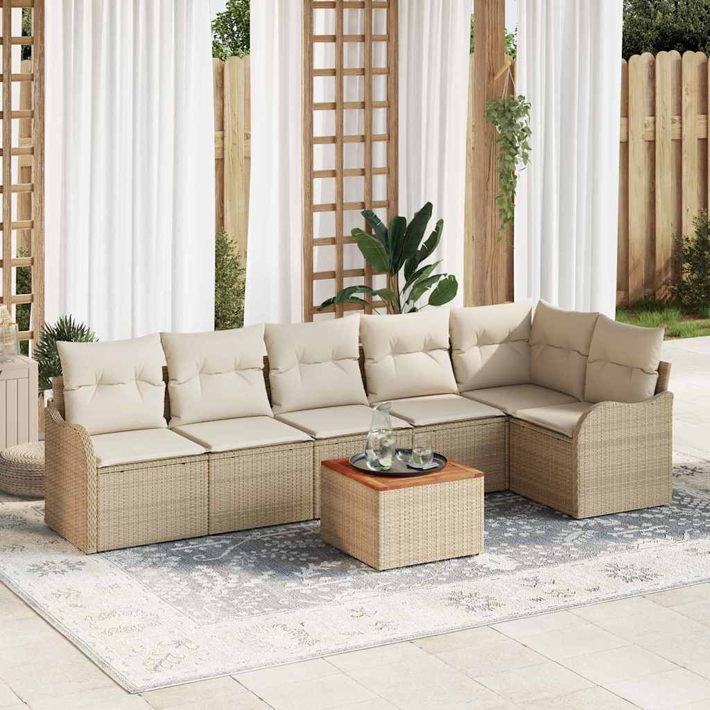 Set Divano da Giardino 7 pcs Beige e bianco