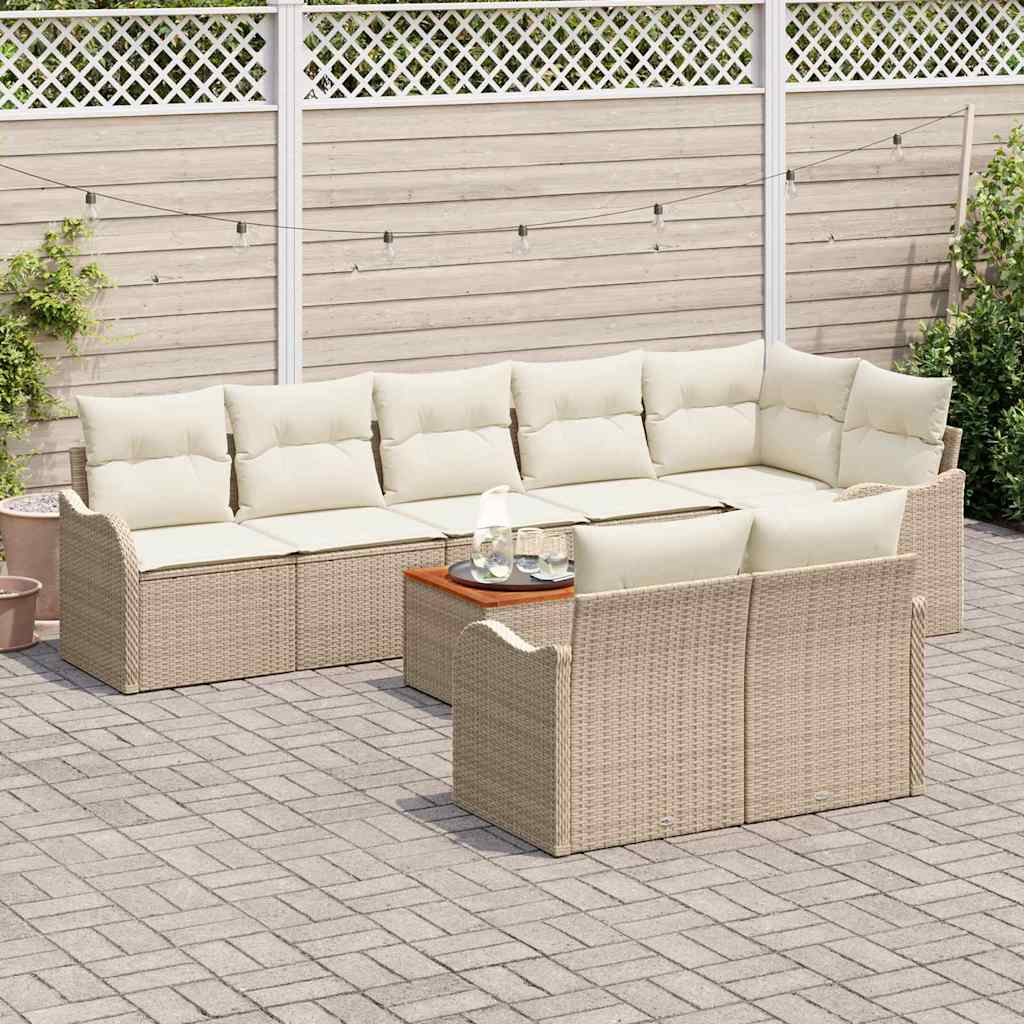 Set Divano da Giardino 9 pcs Beige e bianco - immagine 3