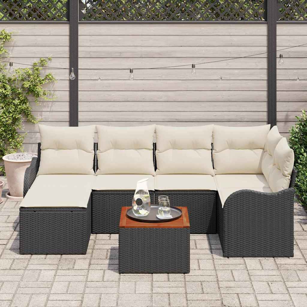 Set Divano da Giardino 7 pcs Nero e bianco - immagine 3