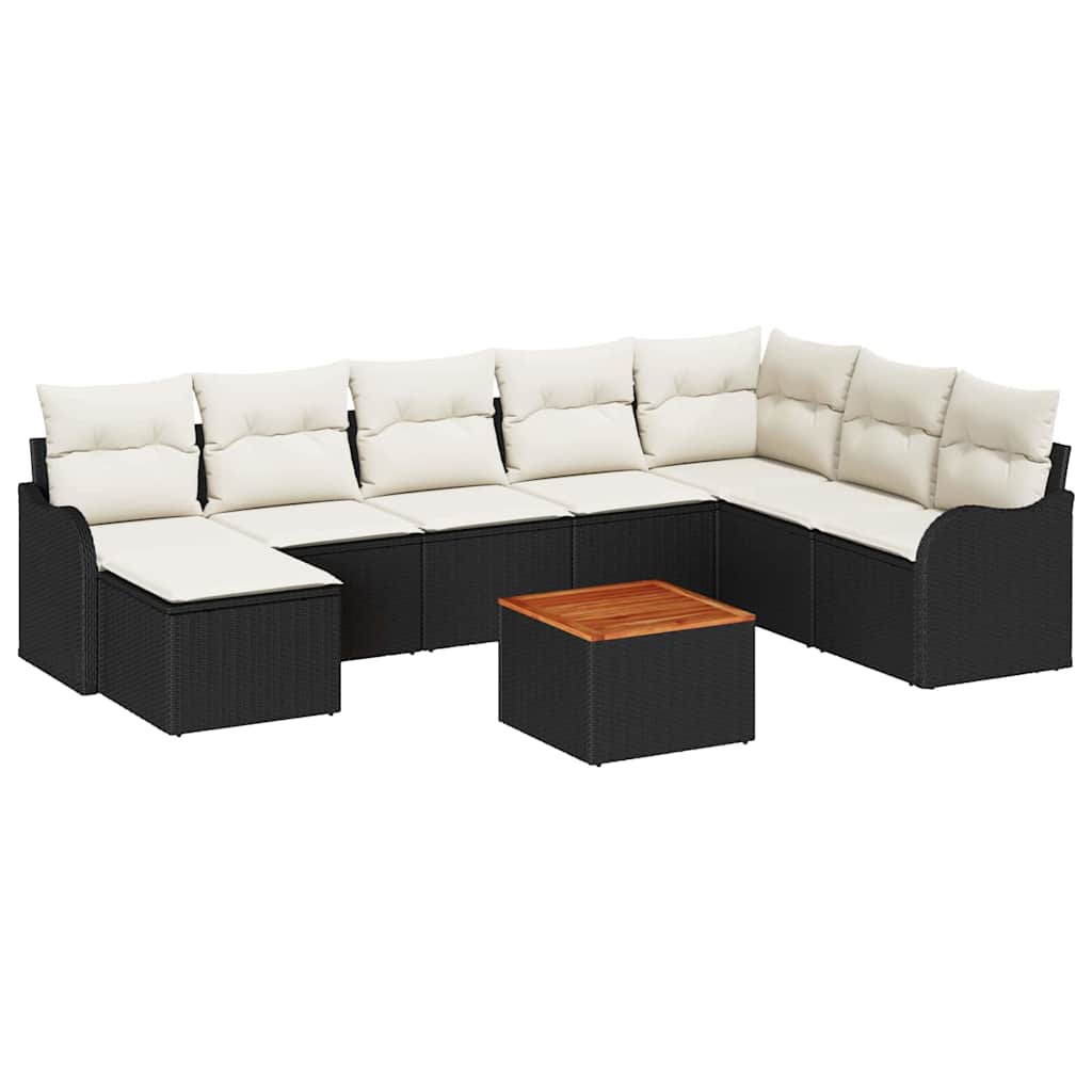 Set Divano da Giardino 9 pcs Nero e bianco - immagine 2