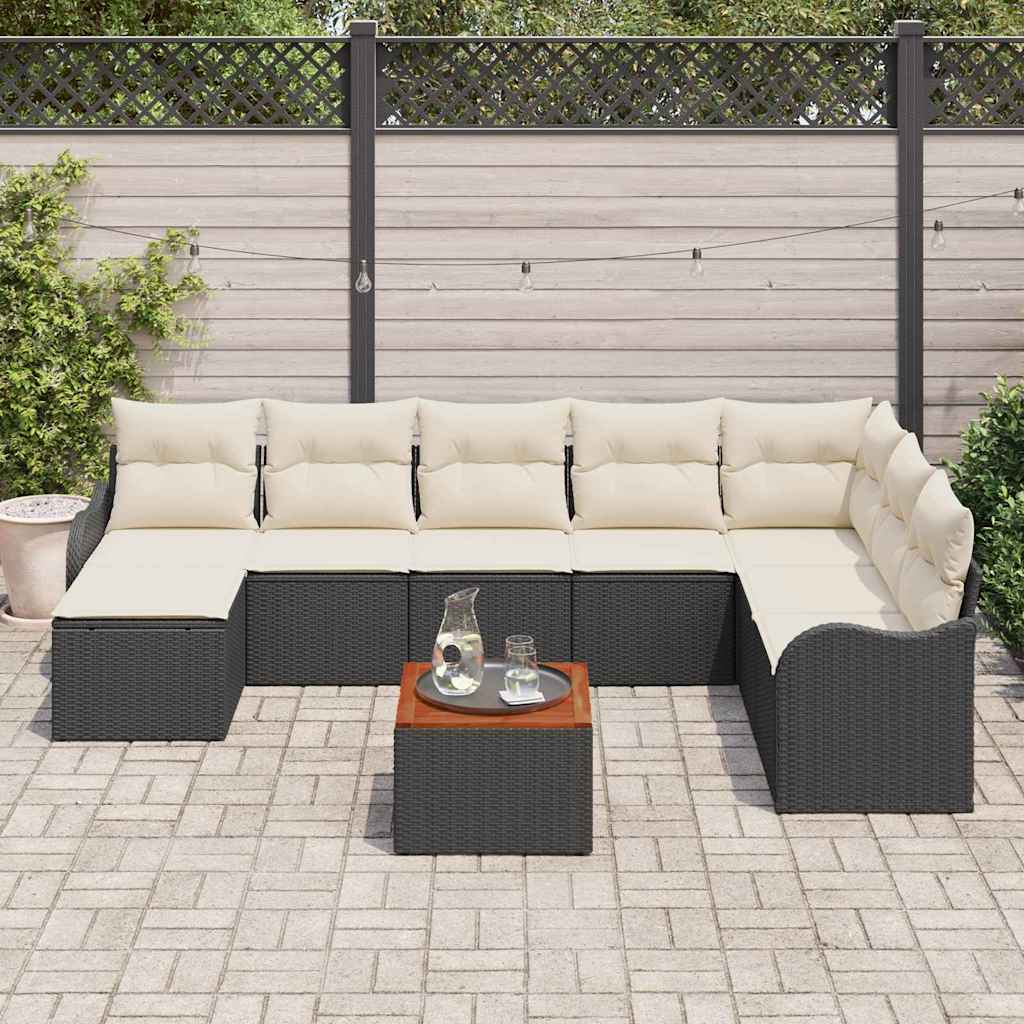 Set Divano da Giardino 9 pcs Nero e bianco - immagine 3