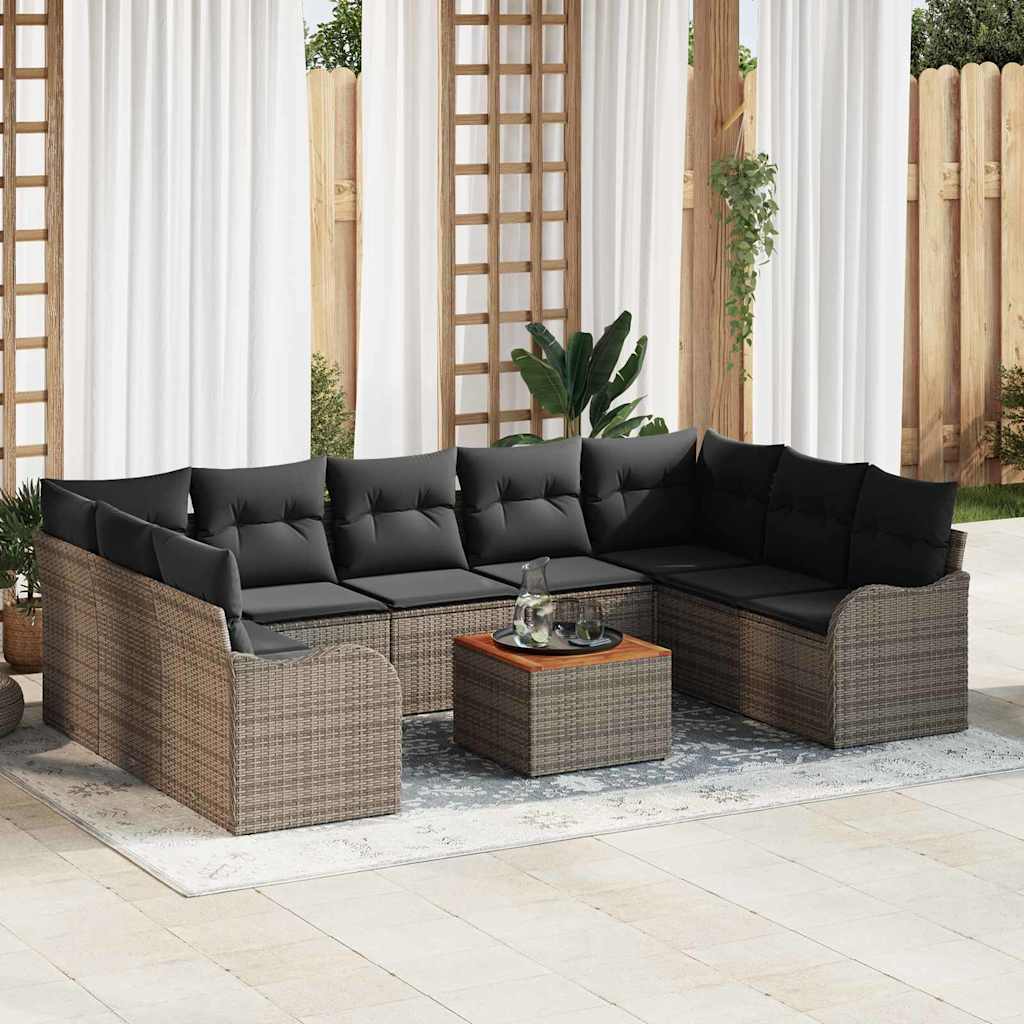 Set Divano da Giardino 10 pcs Grigio