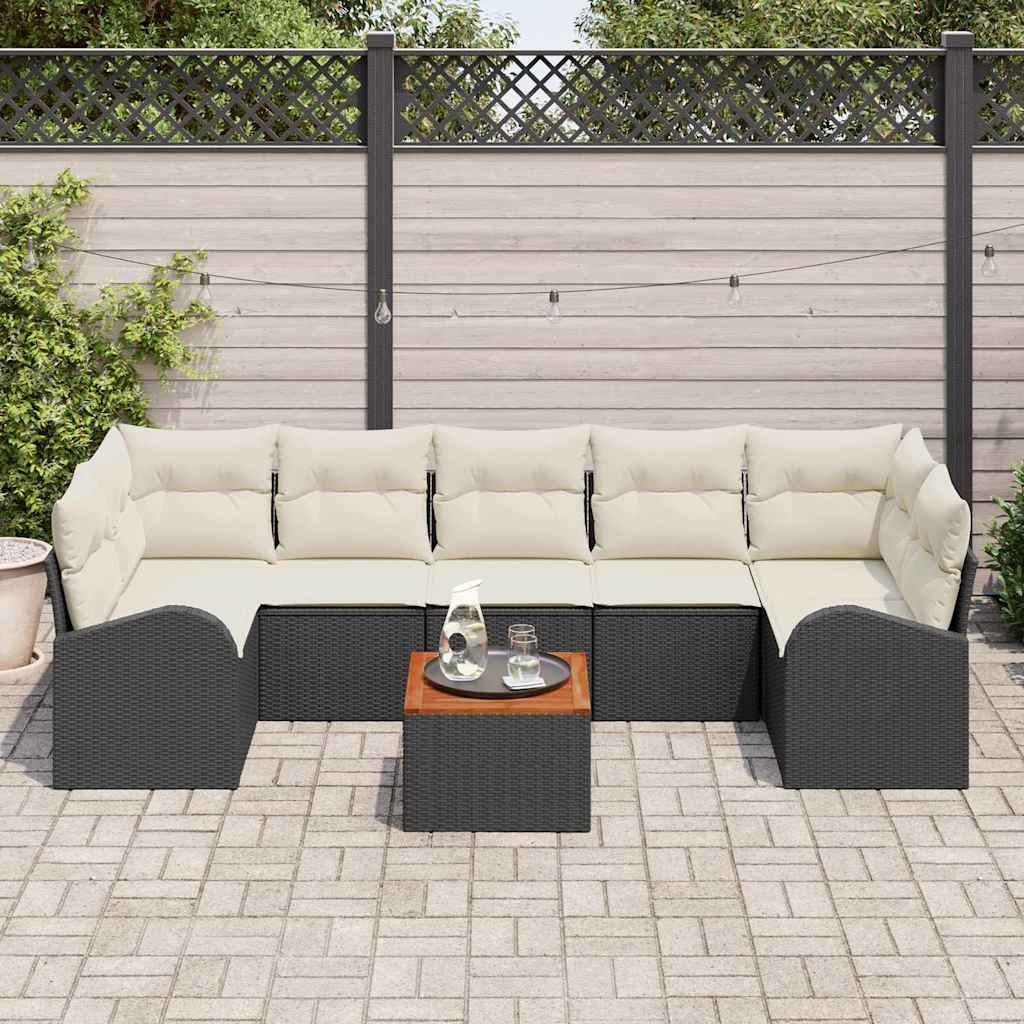 Set Divano da Giardino 8 pcs Nero e bianco - immagine 3
