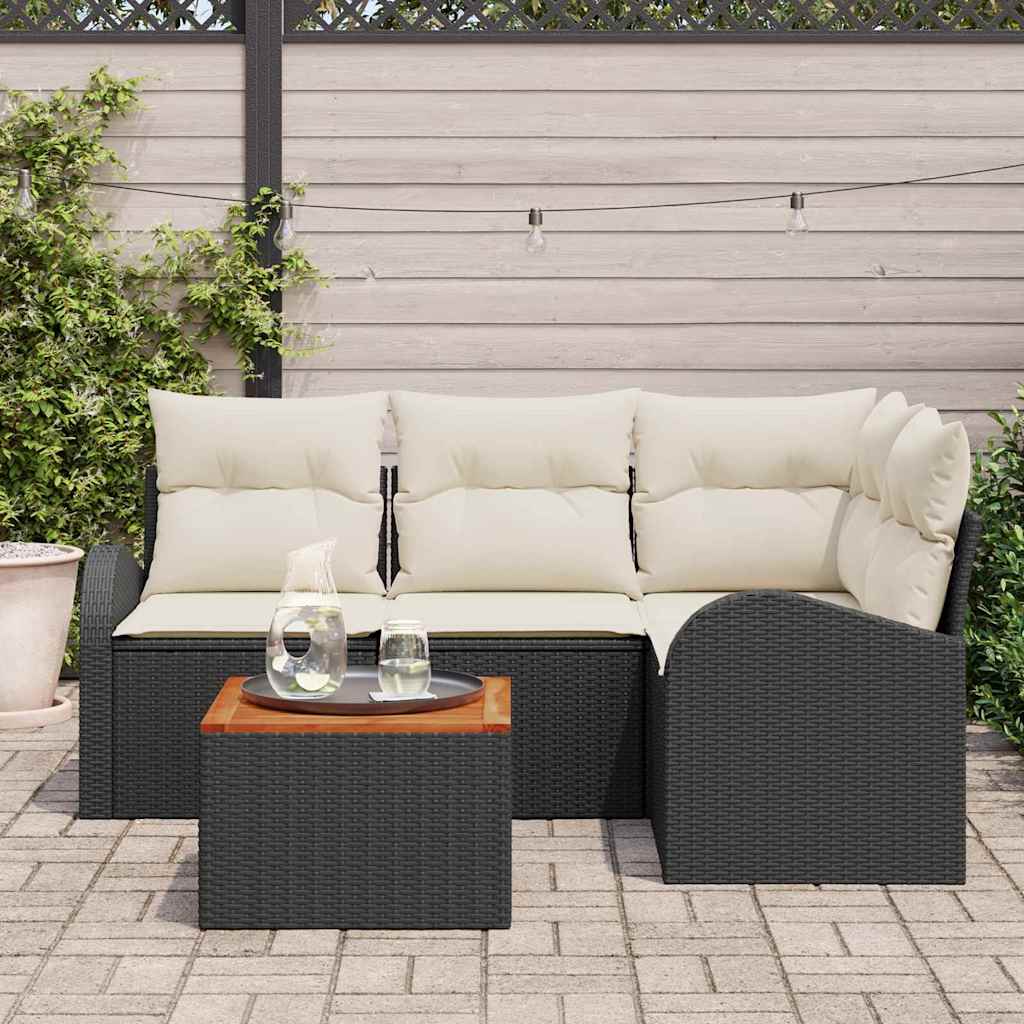 Set Divano da Giardino 5 pcs Nero e bianco - immagine 3