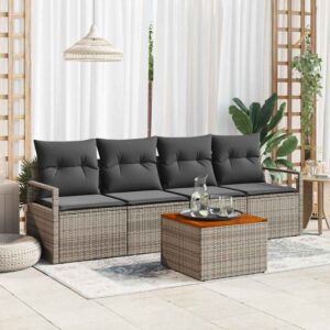 Set Divano da Giardino 5 pcs Grigio