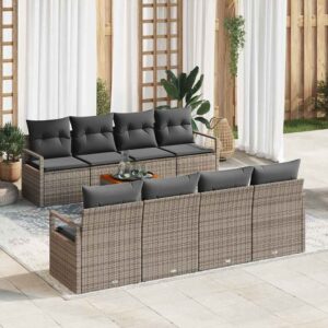 Set Divano da Giardino 9 pcs Grigio