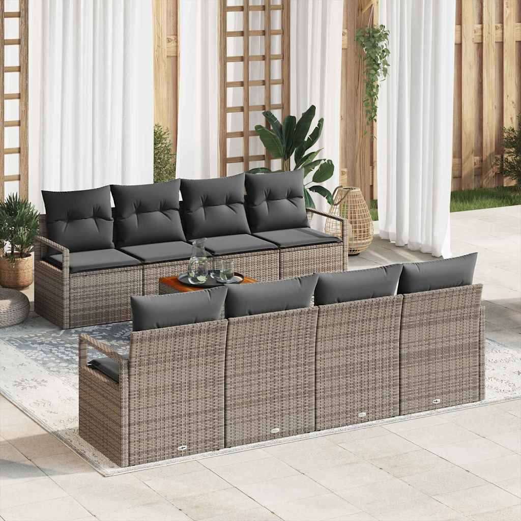 Set Divano da Giardino 9 pcs Grigio