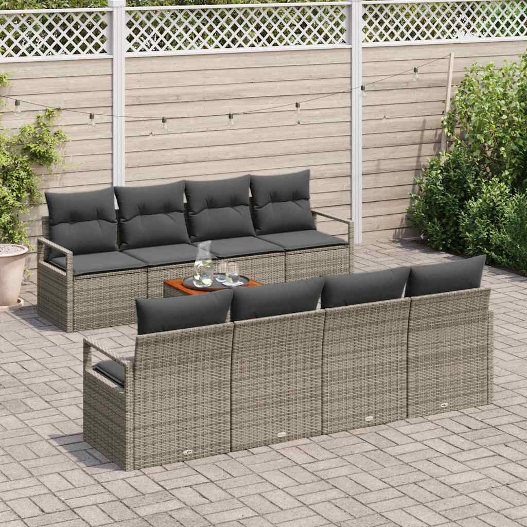 Set Divano da Giardino 9 pcs Grigio - immagine 3