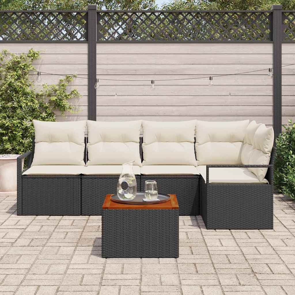 Set Divano da Giardino 6 pcs Nero e bianco - immagine 3