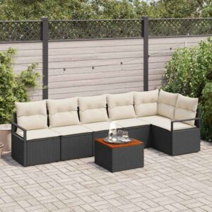 Set Divano da Giardino 7 pcs Nero e bianco