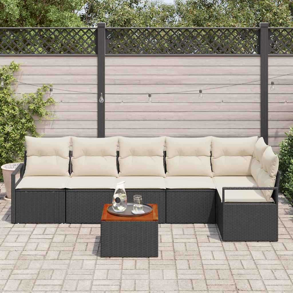 Set Divano da Giardino 7 pcs Nero e bianco - immagine 3