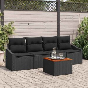 Set Divano da Giardino 5 pcs Nero