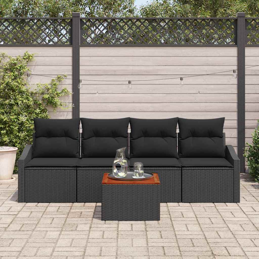Set Divano da Giardino 5 pcs Nero - immagine 3