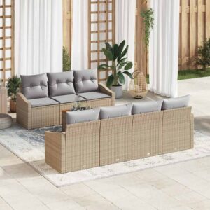 Set Divano da Giardino 8 pcs beige e grigio chiaro