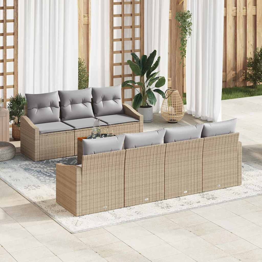 Set Divano da Giardino 8 pcs beige e grigio chiaro