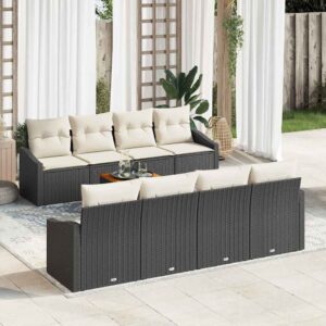 Set Divano da Giardino 7 pcs Nero e bianco