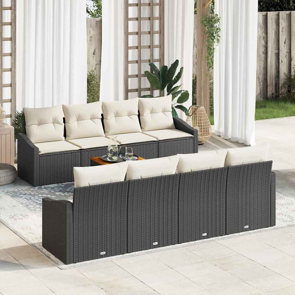 Set Divano da Giardino 7 pcs Nero e bianco