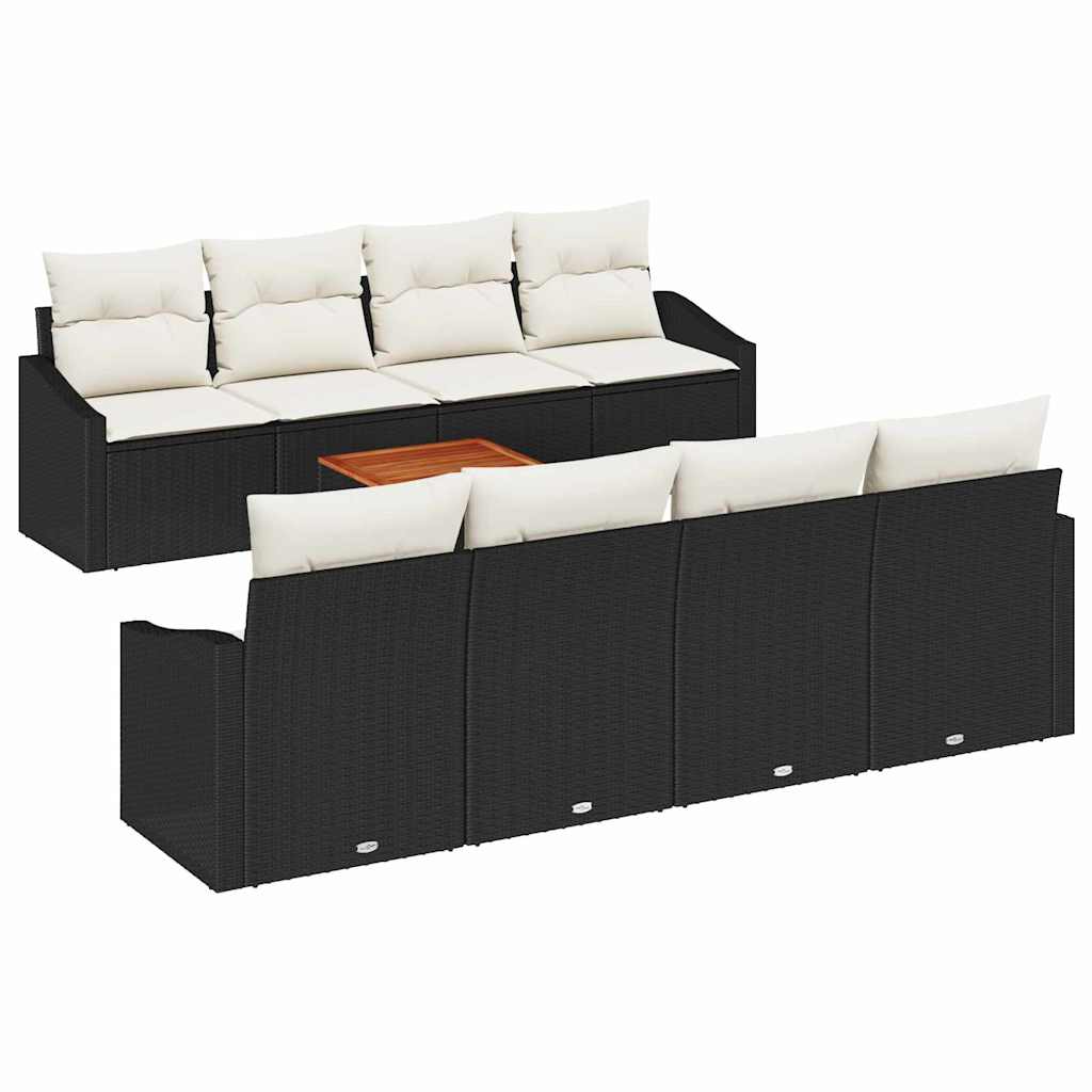 Set Divano da Giardino 7 pcs Nero e bianco - immagine 2