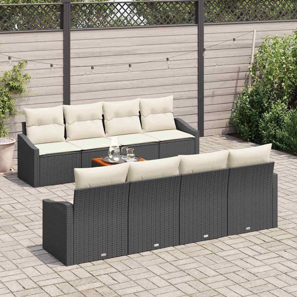 Set Divano da Giardino 7 pcs Nero e bianco - immagine 3