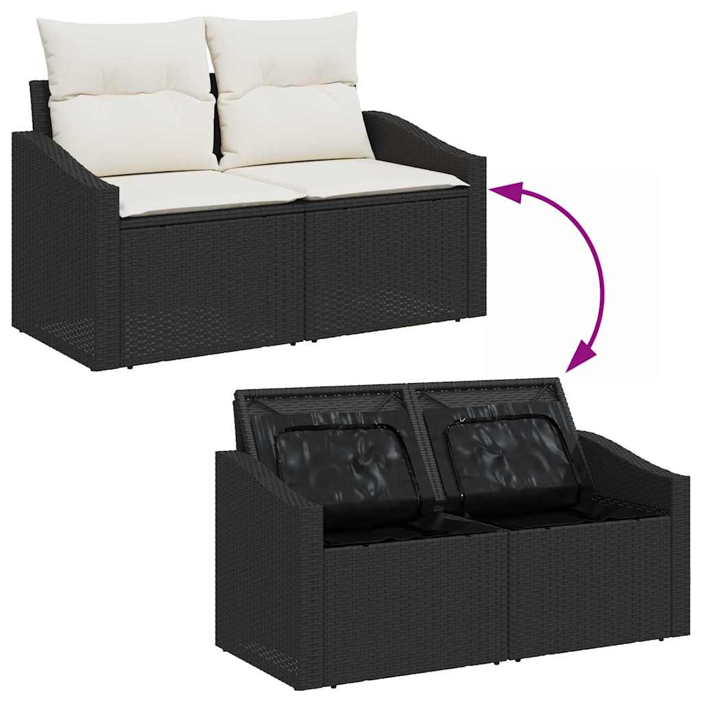 Set Divano da Giardino 7 pcs Nero e bianco - immagine 9