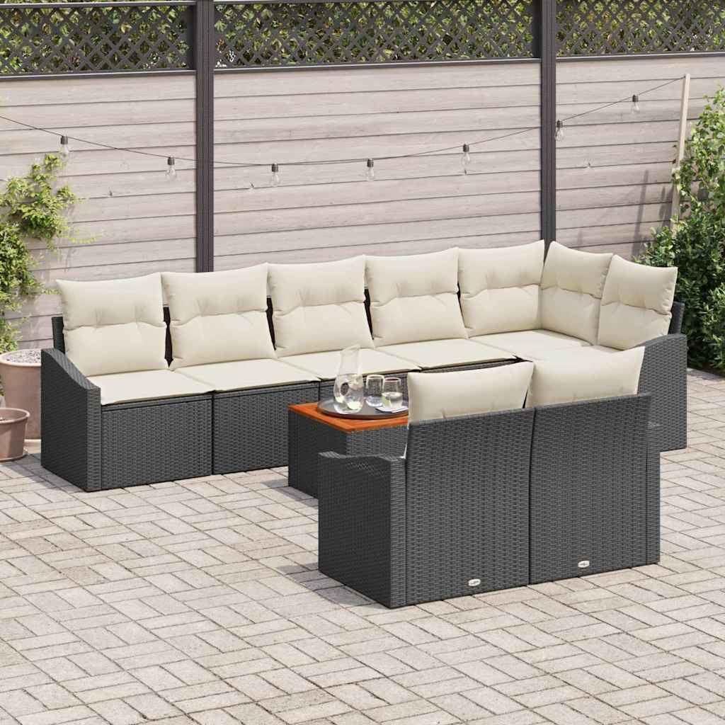 Set Divano da Giardino 9 pcs Nero e bianco - immagine 3