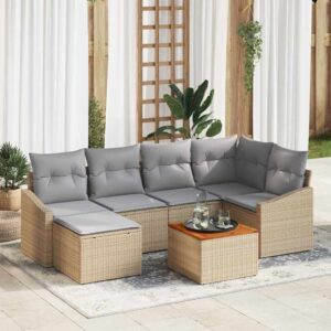 Set Divano da Giardino 7 pcs beige e grigio chiaro