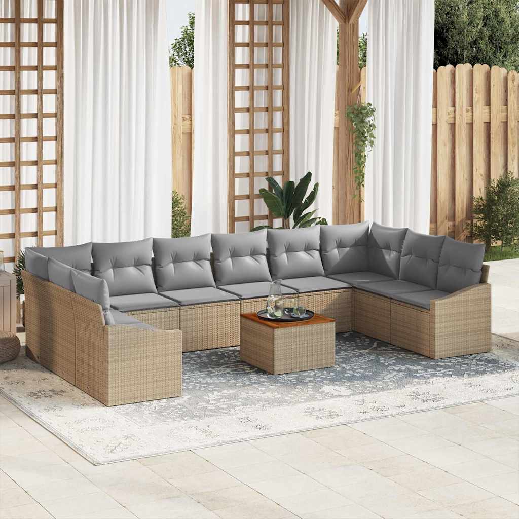 Set Divano da Giardino 11 pcs beige e grigio chiaro