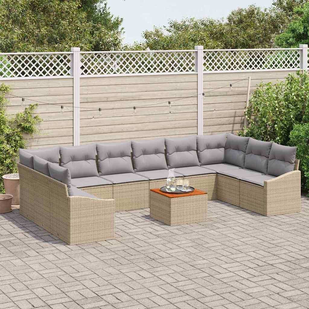 Set Divano da Giardino 11 pcs beige e grigio chiaro - immagine 3